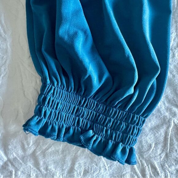 Torrid Studio Knit blue, lace sleeve blouse. - Picture 5 of 6